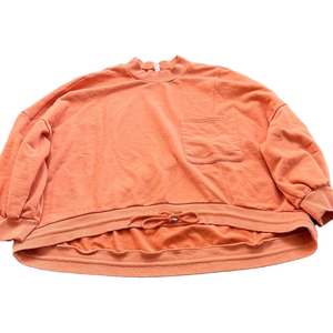 Nap Orange Cropped Crewneck Sweatshirt with Pocket and Front Tie size XXXL